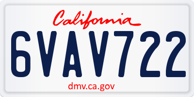 CA license plate 6VAV722