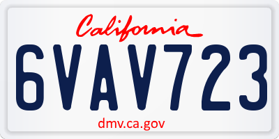 CA license plate 6VAV723
