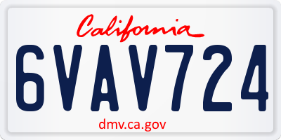 CA license plate 6VAV724