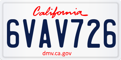 CA license plate 6VAV726