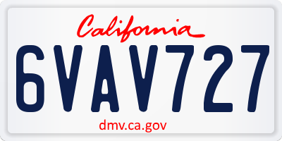 CA license plate 6VAV727