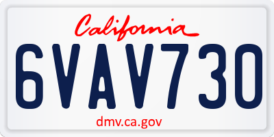 CA license plate 6VAV730