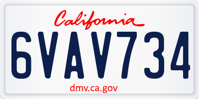 CA license plate 6VAV734