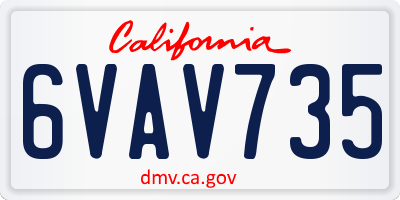 CA license plate 6VAV735