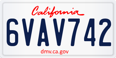 CA license plate 6VAV742