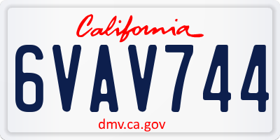 CA license plate 6VAV744