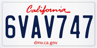 CA license plate 6VAV747