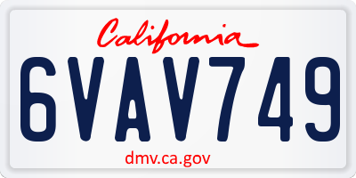 CA license plate 6VAV749