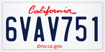 CA license plate 6VAV751