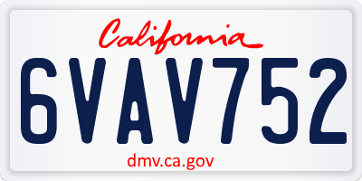 CA license plate 6VAV752