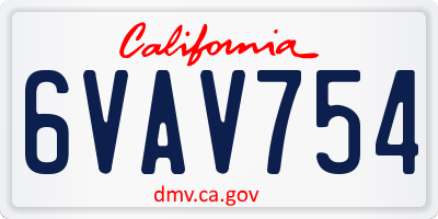 CA license plate 6VAV754