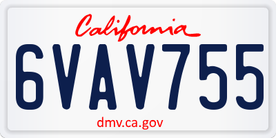 CA license plate 6VAV755