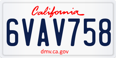 CA license plate 6VAV758