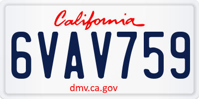 CA license plate 6VAV759