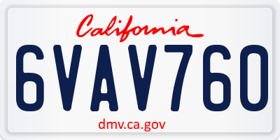 CA license plate 6VAV760