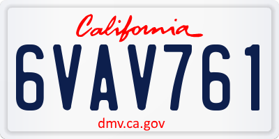 CA license plate 6VAV761