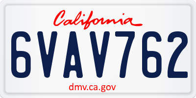 CA license plate 6VAV762