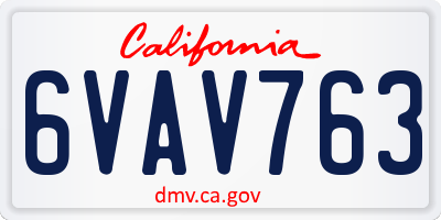 CA license plate 6VAV763