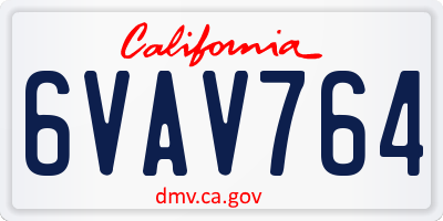 CA license plate 6VAV764