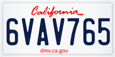CA license plate 6VAV765