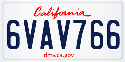 CA license plate 6VAV766
