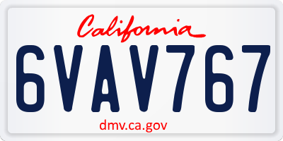 CA license plate 6VAV767