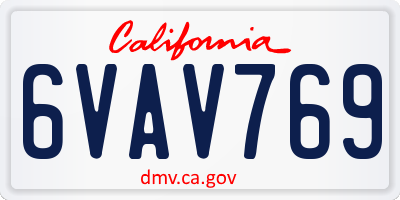 CA license plate 6VAV769