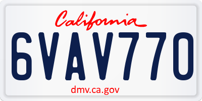 CA license plate 6VAV770