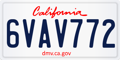 CA license plate 6VAV772