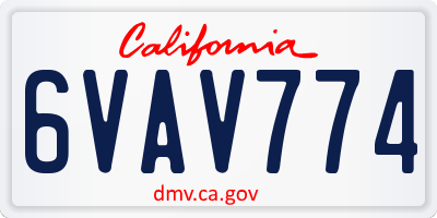 CA license plate 6VAV774