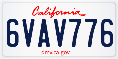 CA license plate 6VAV776