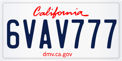 CA license plate 6VAV777