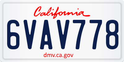 CA license plate 6VAV778