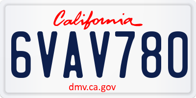 CA license plate 6VAV780