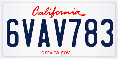 CA license plate 6VAV783