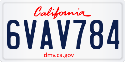 CA license plate 6VAV784