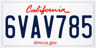 CA license plate 6VAV785