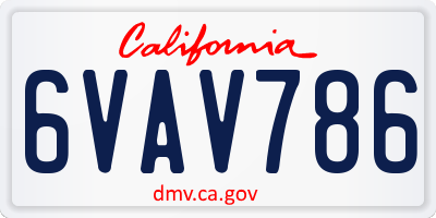 CA license plate 6VAV786