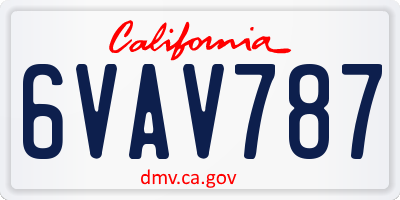 CA license plate 6VAV787