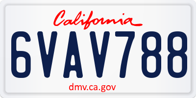 CA license plate 6VAV788