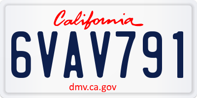 CA license plate 6VAV791