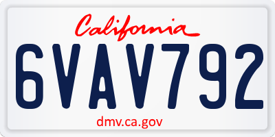 CA license plate 6VAV792