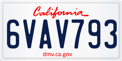 CA license plate 6VAV793