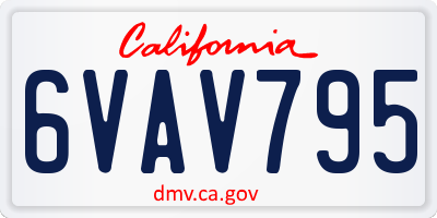CA license plate 6VAV795