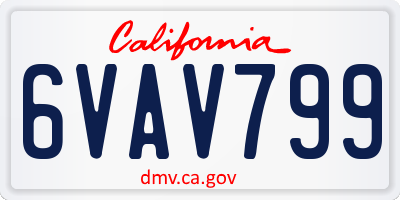 CA license plate 6VAV799