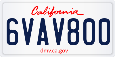 CA license plate 6VAV800