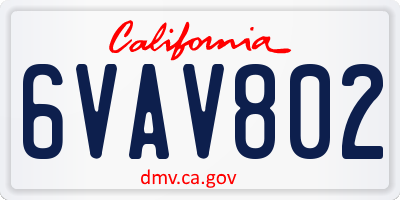 CA license plate 6VAV802