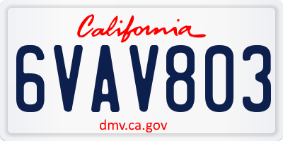 CA license plate 6VAV803