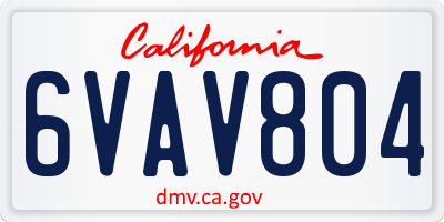 CA license plate 6VAV804