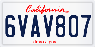 CA license plate 6VAV807